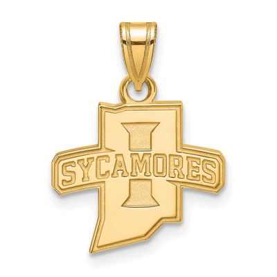 Indiana State University Sycamores Small Pendant Sterling Silver Gold-plated GP001ISU 886774889931