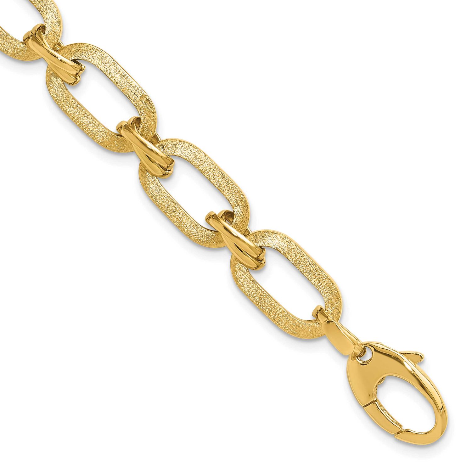 Fancy Link Bracelet 14k Gold Polished and Satin LF1875-7.25 196904171103