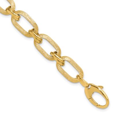 Fancy Link Bracelet 14k Gold Polished and Satin LF1875-7.25 196904171103