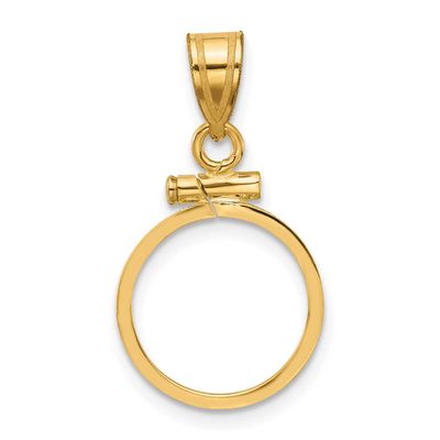 13.0mm x 1.1mm Screw Top Coin Bezel Pendant 10k Gold Polished 10C1885/13.0