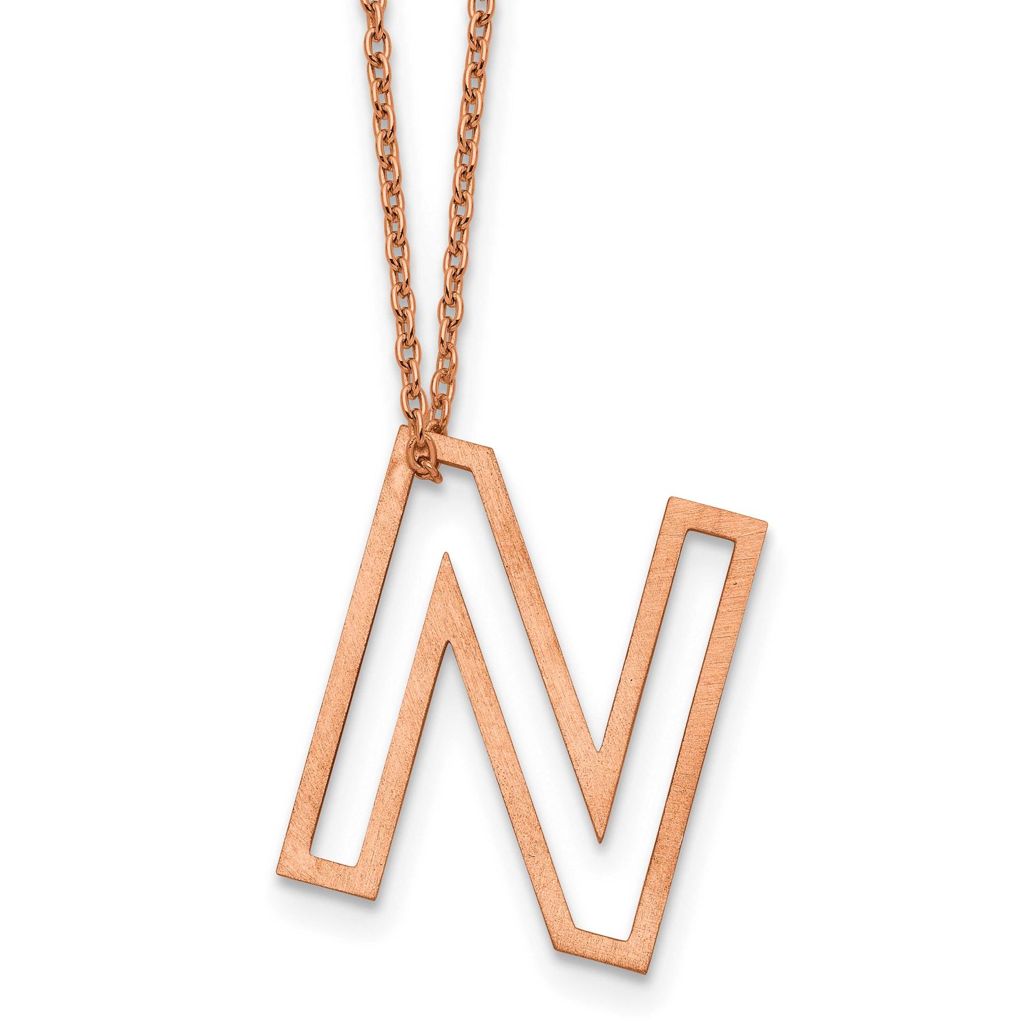 Rose Gold-Plated Cut Out Slide Initial N Necklace Sterling Silver XNA1474RP/N