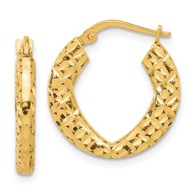 Diamond-Cut Hoop Earrings 14k Gold Polished LE2595 196904338070