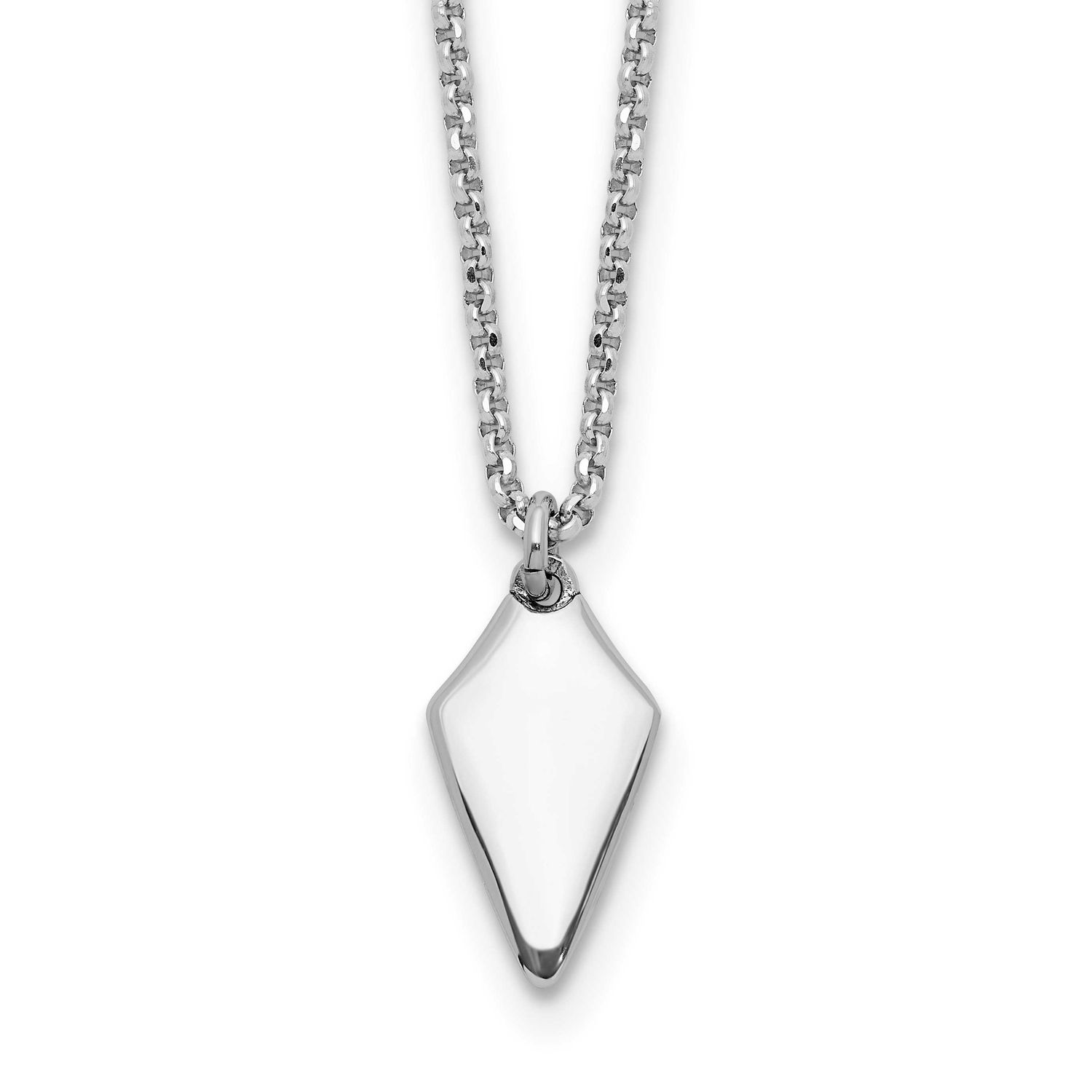 Arrowhead with 1 Inch Extender Necklace Sterling Silver Rhodium-plated Polished QLF1372-16.5 196904…