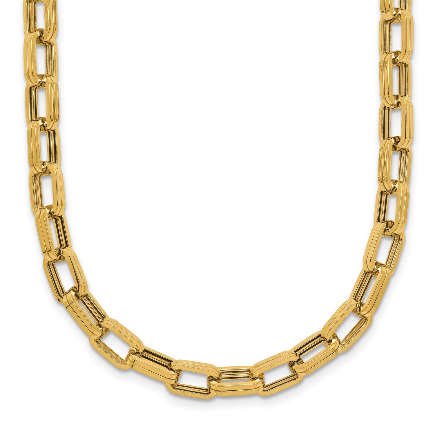 5.5mm Fancy Oval Link Necklace 14k Gold Polished LF2226-18