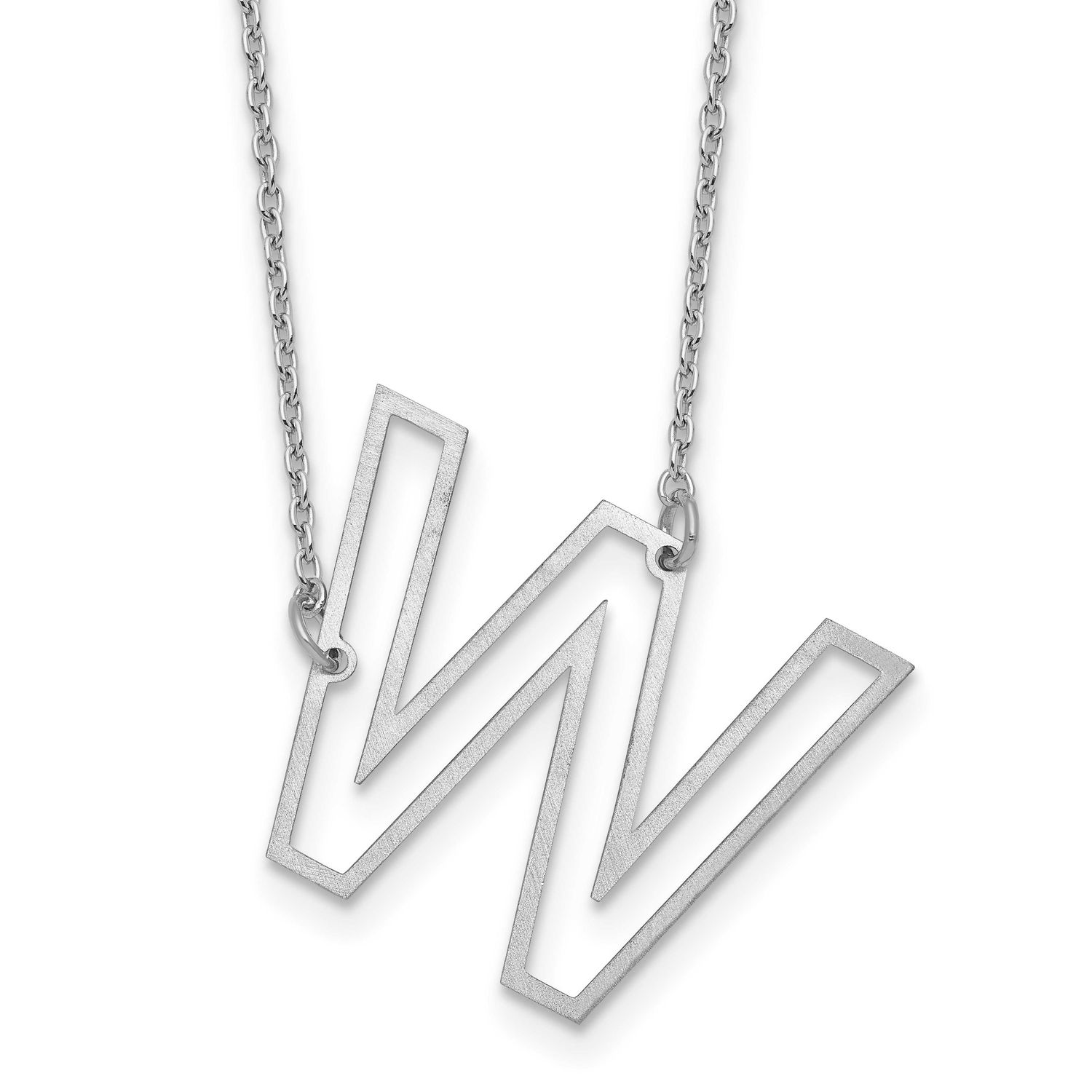 Sideways Cut Out Initial W Necklace Sterling Silver XNA1473SS/W