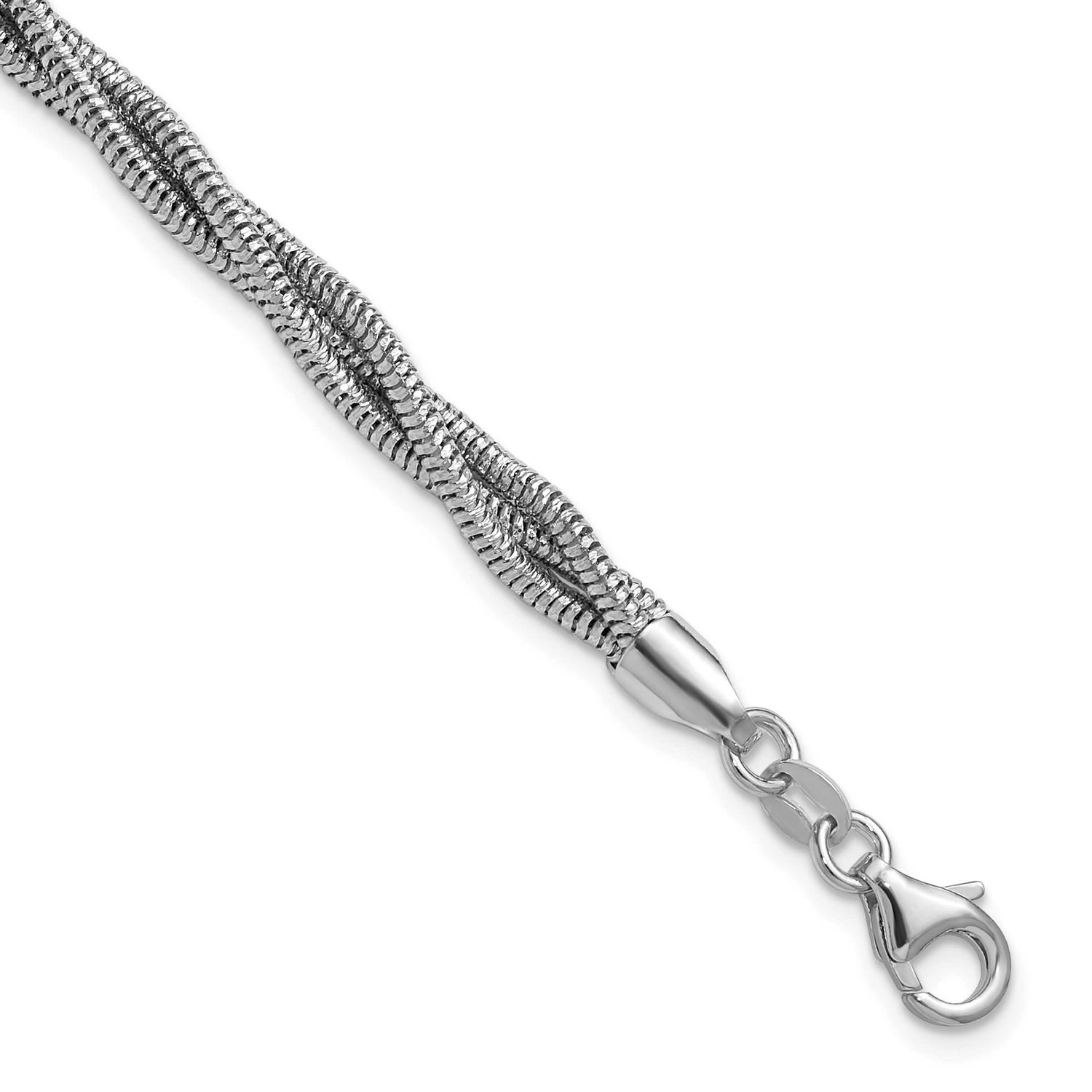 Twisted Bracelet Sterling Silver Rhodium-plated Polished QLF1482-7.25