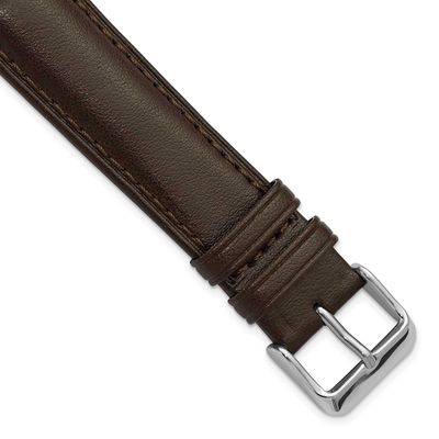 Debeer 24mm Dark Brown Vegan Apple Skin Stitched with Silver-Tone Buckle 8 Inch Watch Band BA569-24