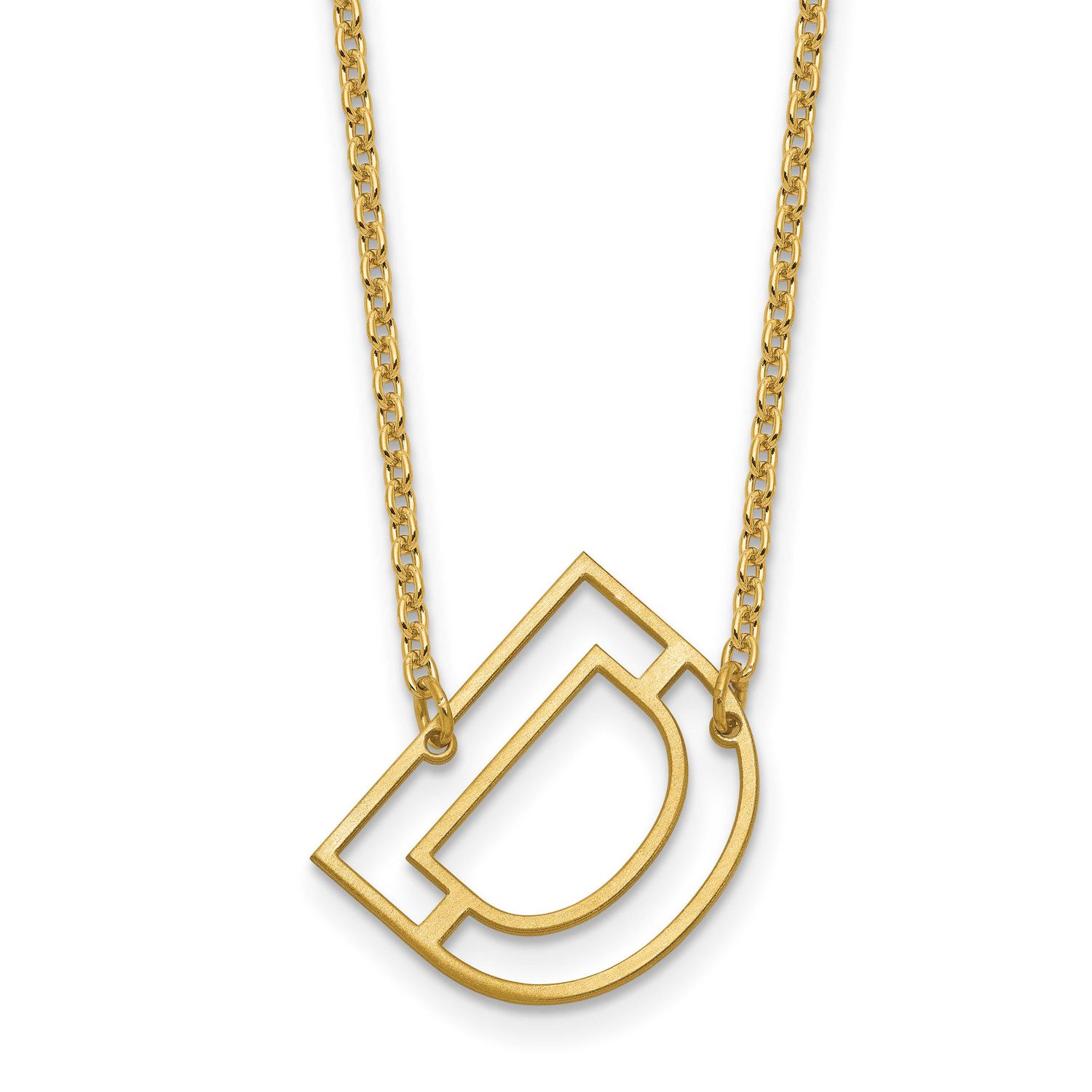 Sideways Cut Out Initial D Necklace 14k Gold XNA1473Y/D
