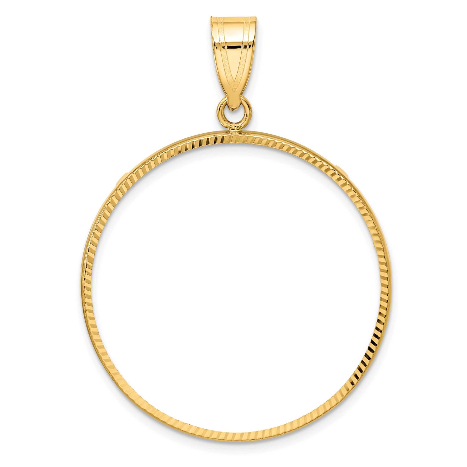 Diamond-Cut 30.0mm Prong Coin Bezel Pendant 10k Gold Polished 10C1801D/30.0