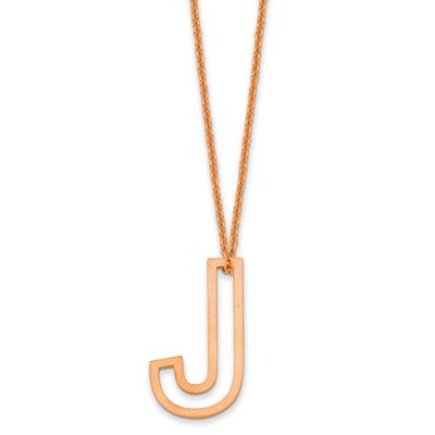 Cut Out Slide Initial J Necklace 14k Rose Gold XNA1474R/J
