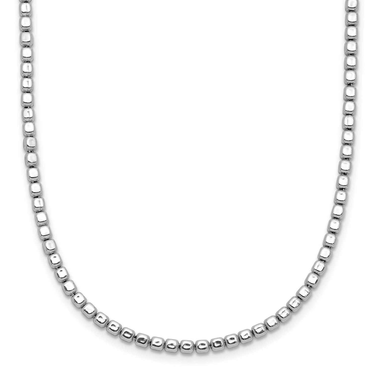 Beaded with 2 Inch Extender Necklace Sterling Silver Rhodium-plated QLF1393-18 196904348284
