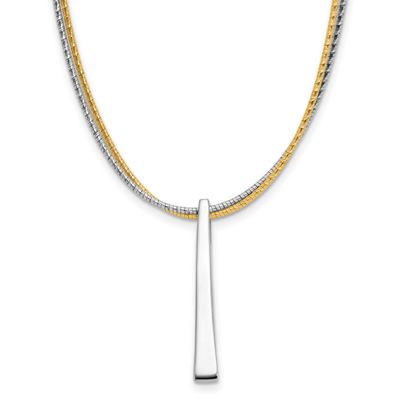 Gold-Plated 2-Wire Tapered Bar with 2 Inch Extender Necklace Sterling Silver Rhodium-plated QLF1463…