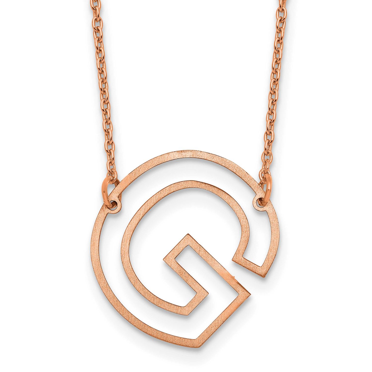 Rose Gold-Plated Sideways Cut Out Initial G Necklace Sterling Silver XNA1473RP/G