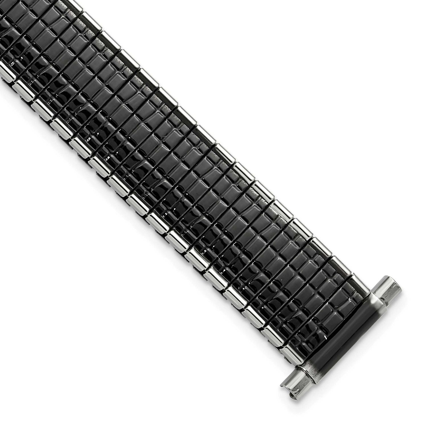 Gilden Romunda Mens 16-20mm Black and Silver-Tone Stainless Steel 6.5 Inch Expansion Watch Band BA5…