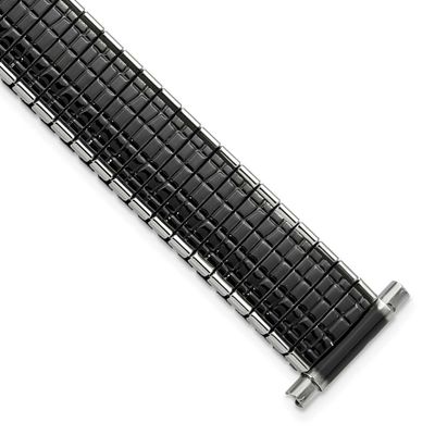 Gilden Romunda Mens 16-20mm Black and Silver-Tone Stainless Steel 6.5 Inch Expansion Watch Band BA5…