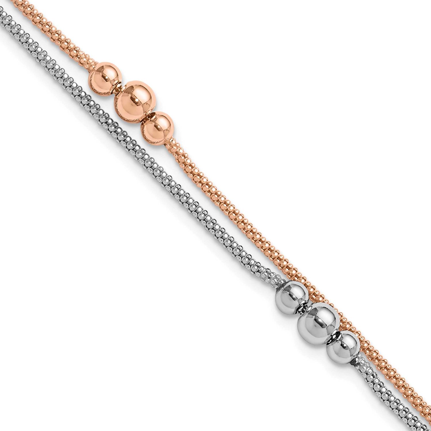 Rose-Tone with 1 Inch Extender Bracelet Sterling Silver Rhodium-plated QLF1355-7.5 196904312698
