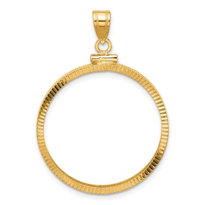 Diamond-Cut 27.5mm x 2.1mm Screw Top Coin Bezel Pendant 10k Gold Polished 10C1885D/27.5