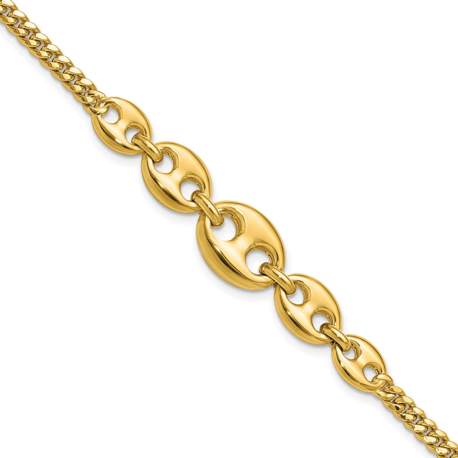 Fancy Curb Link Bracelet 14k Gold Polished LF2058-7.5 196904317433