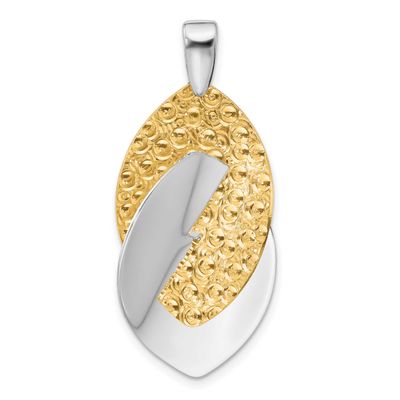 Gold-Tone Polished Textured Pendant Sterling Silver Rhodium-plated QLF1353 196904347584