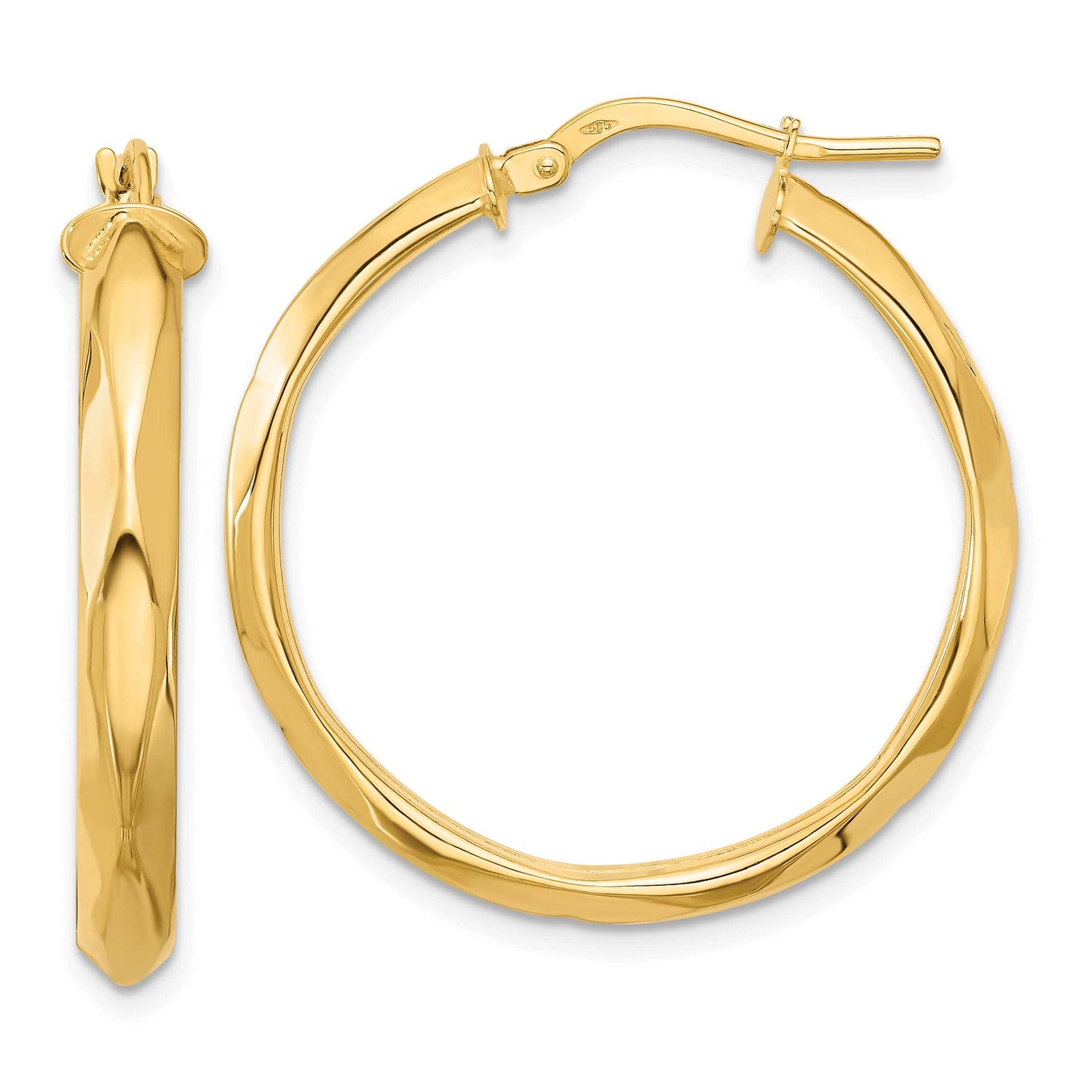 Round Hoop Earrings 14k Gold Polished LE2719 196904334690
