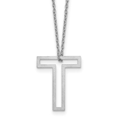 Cut Out Slide Initial T Necklace 10k White Gold 10XNA1474W/T