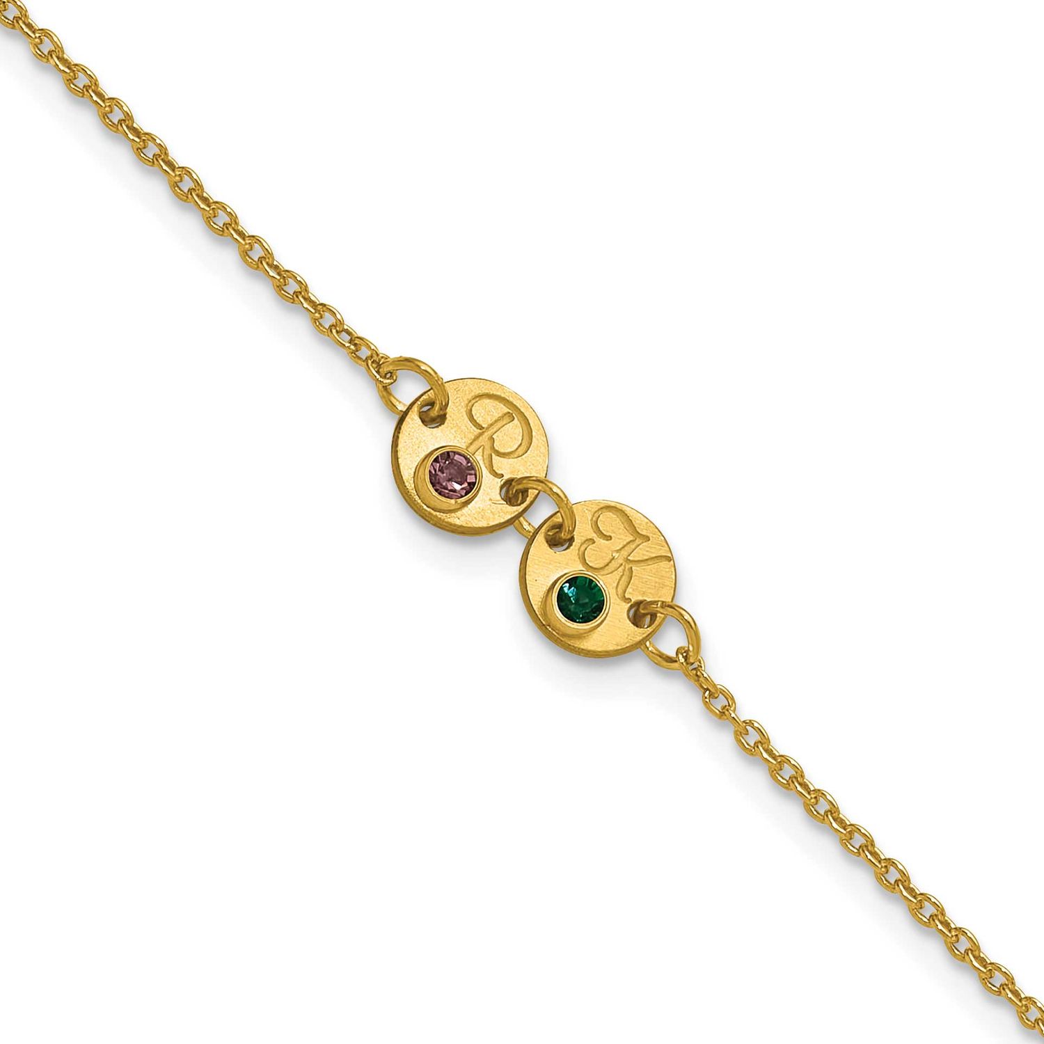 2 Disc with Initial and Birthstone Bracelet 10k Gold 10XNA1523/2Y