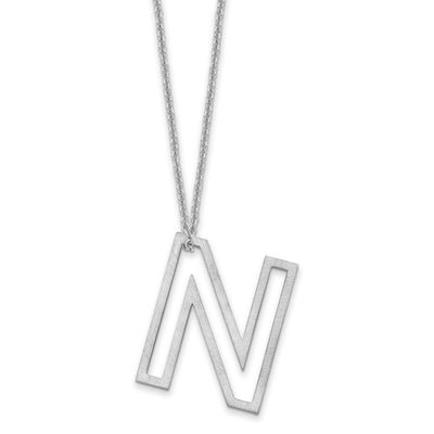 Cut Out Slide Initial N Necklace 14k White Gold XNA1474W/N