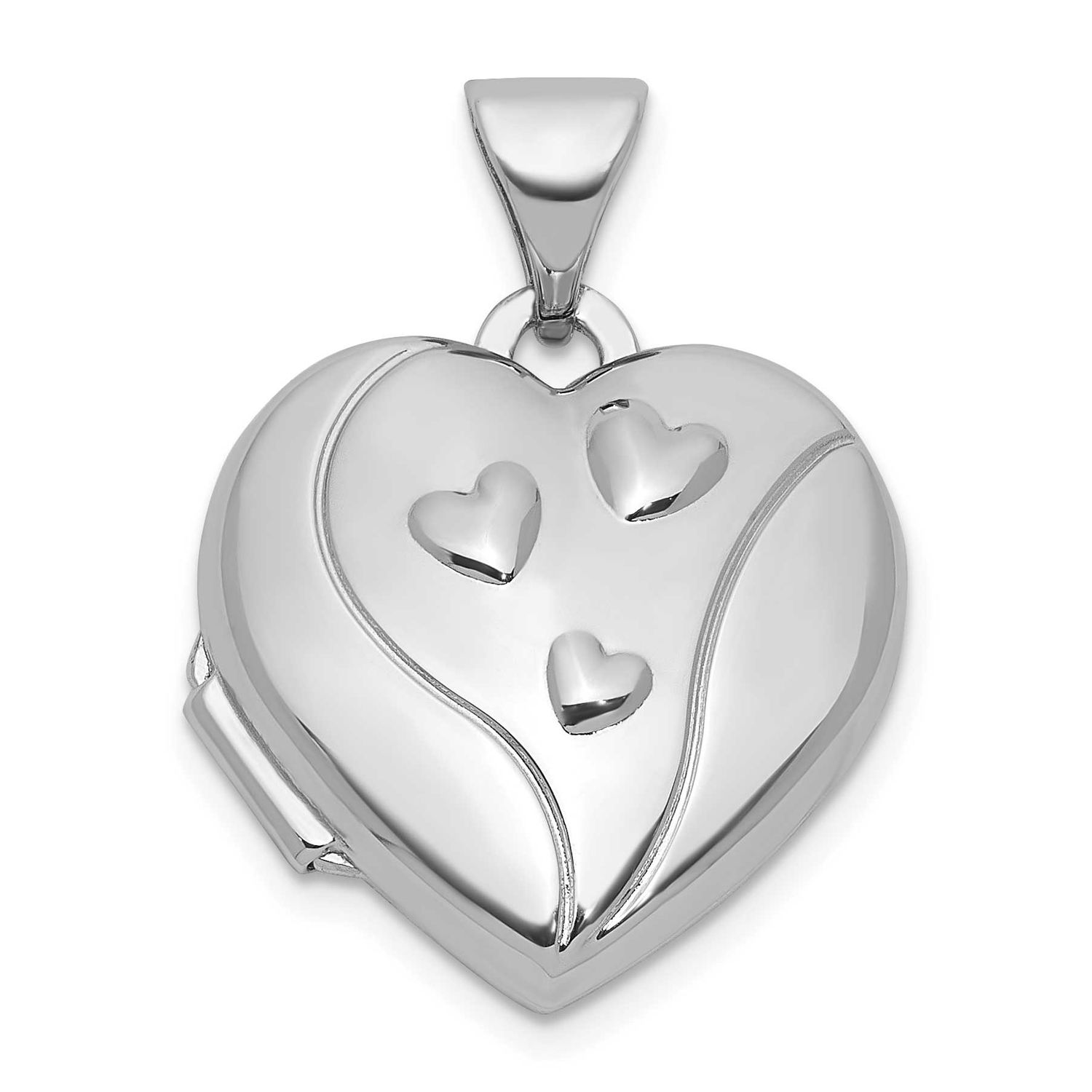 My Love My Life My Forever 15mm Heart Locket Sterling Silver Rhodium-plated QLS1214