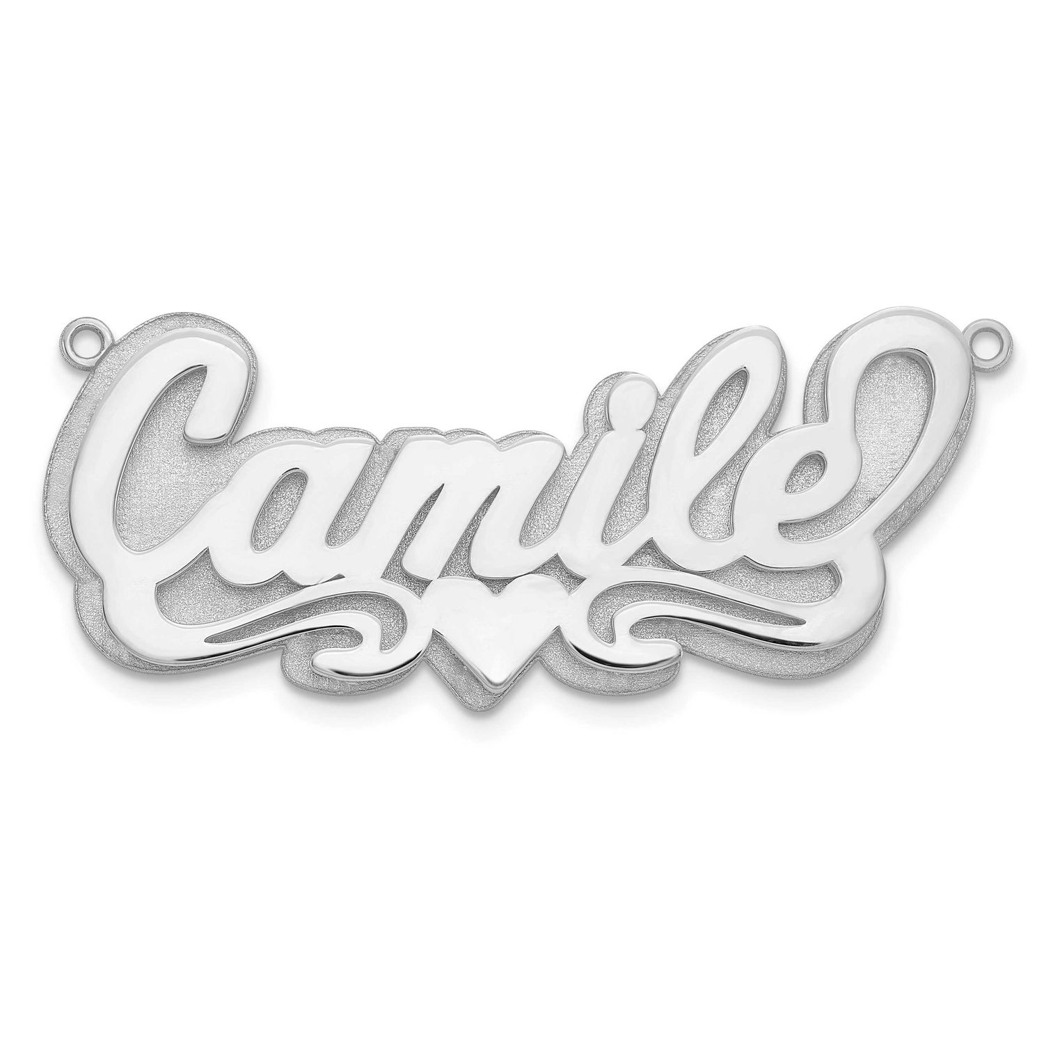 3D Polished Heart Name Plate Sterling Silver Rhodium-plated XNA237SS 191101542244