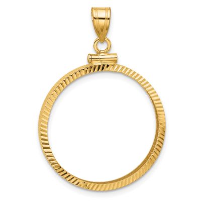Diamond-Cut 25.0mm x 2.35mm Screw Top Coin Bezel Pendant 10k Gold Polished 10C1885D/25.0