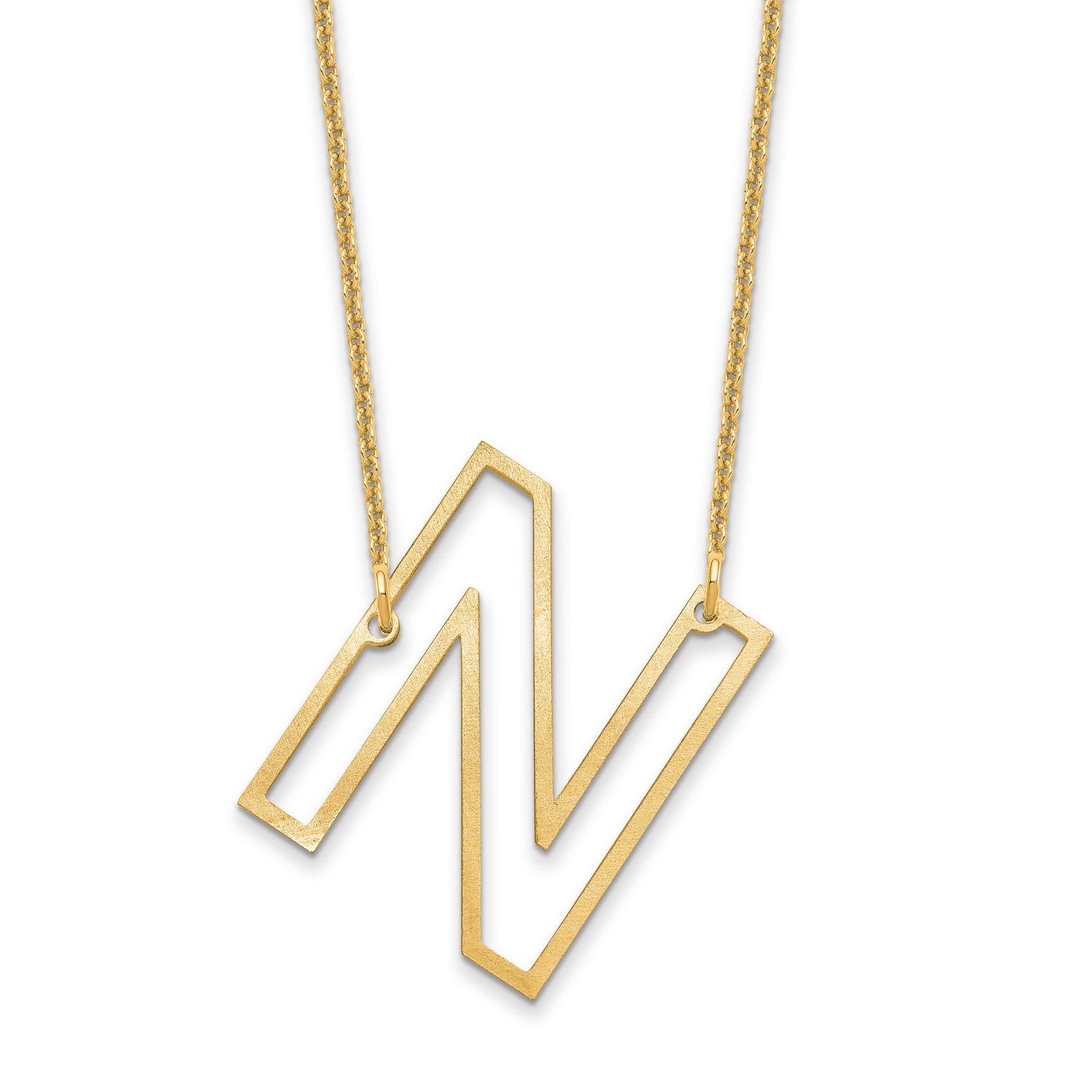 Sideways Cut Out Initial N Necklace 10k Gold 10XNA1473Y/N