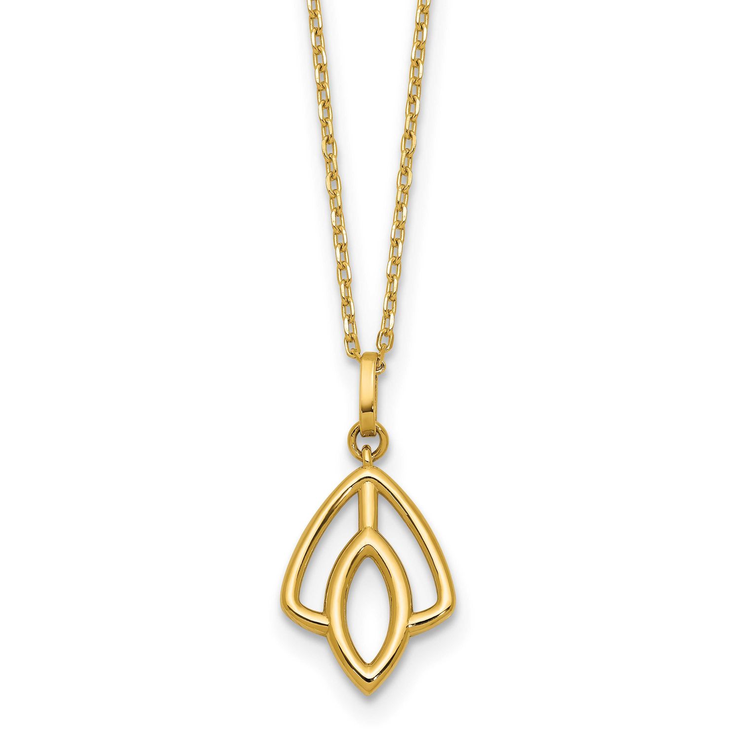 Floral Pendant Necklace 14k Gold Polished LF2123-17