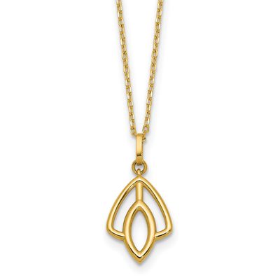Floral Pendant Necklace 14k Gold Polished LF2123-17
