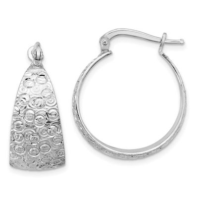 Textured Hoop Earrings Sterling Silver Rhodium-plated QLE1446 196904347508