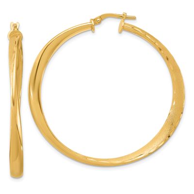 Polished Hoop Earrings Sterling Silver Gold-plated QLE1491Y 196904347478