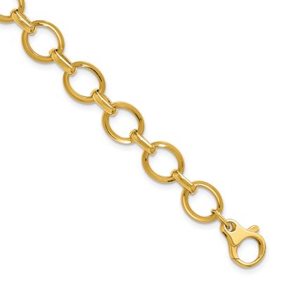 Grooved Fancy Link Bracelet 14k Gold Polished LF2074-7.5 196904315347