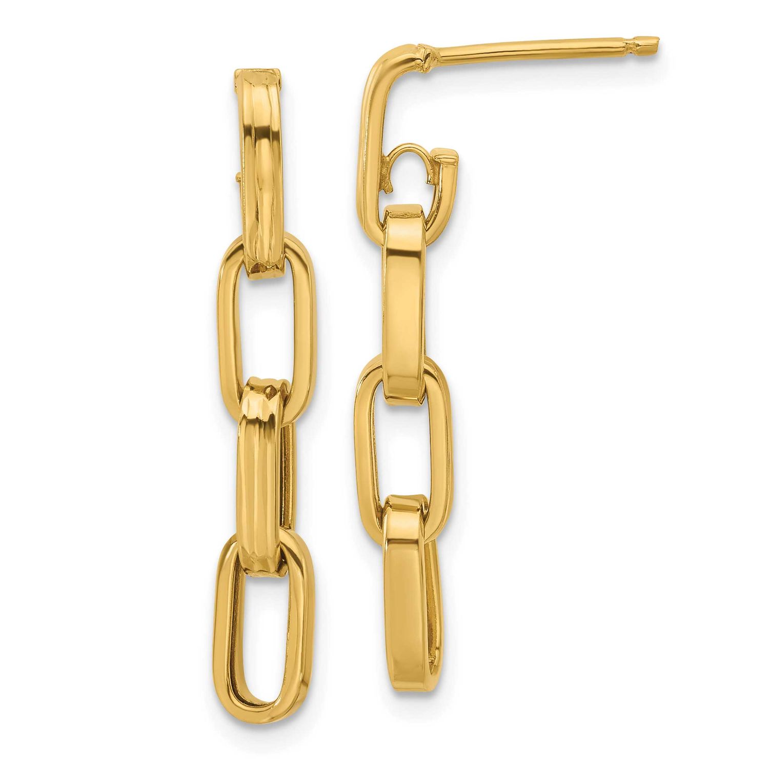 Link Dangle Post Earrings 14k Gold Polished LE2625 196904198063