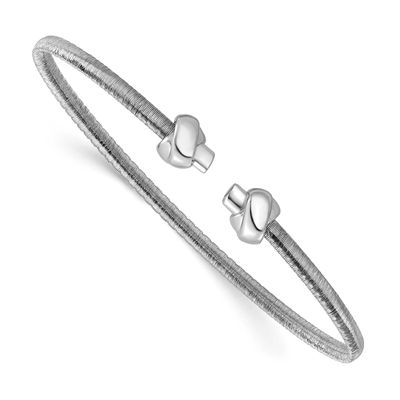 Polished Knots Wire Wrapped Cuff Bangle Sterling Silver Rhodium-plated QLF1466