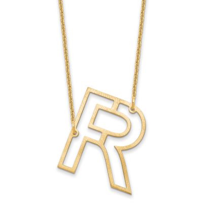 Sideways Cut Out Initial R Necklace 10k Gold 10XNA1473Y/R