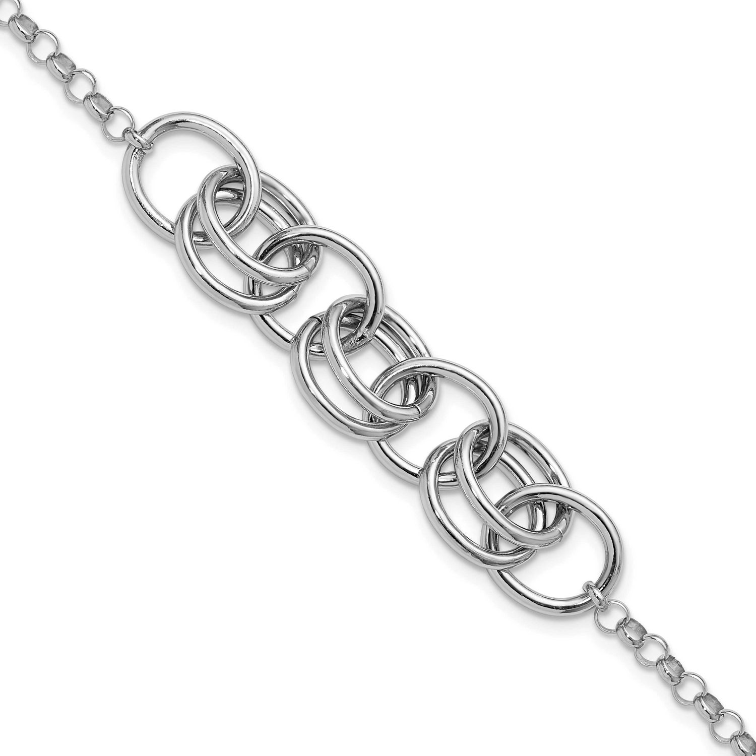 Fancy Link Bracelet Sterling Silver Rhodium-plated QLF1390-7.25 196904346587