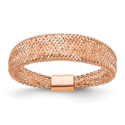 Rose Gold Plating Mesh Tapered Stretch Ring 14k Gold LR112R