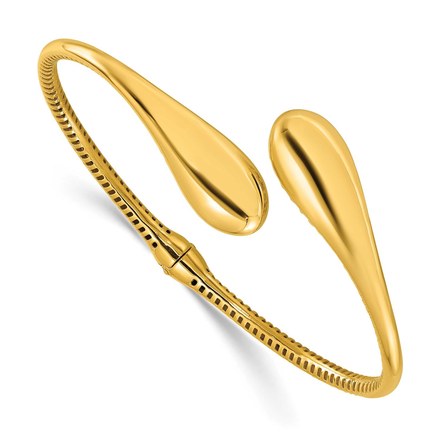 Bypass Teardrop Hinged Bangle 14k Gold Polished LF2022 196904321256