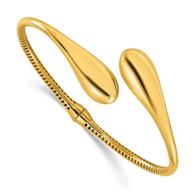 Bypass Teardrop Hinged Bangle 14k Gold Polished LF2022 196904321256