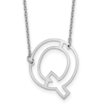 Sideways Cut Out Initial Q Necklace 14k White Gold XNA1473W/Q