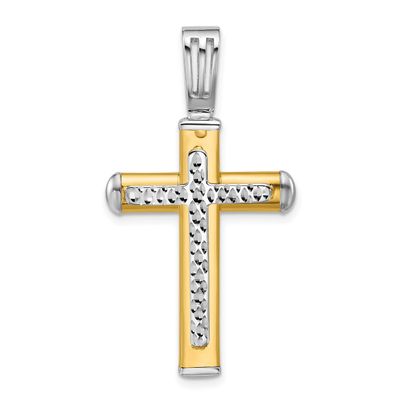 Diamond-Cut Cross Pendant 14k Two-tone Gold Polished LF2161