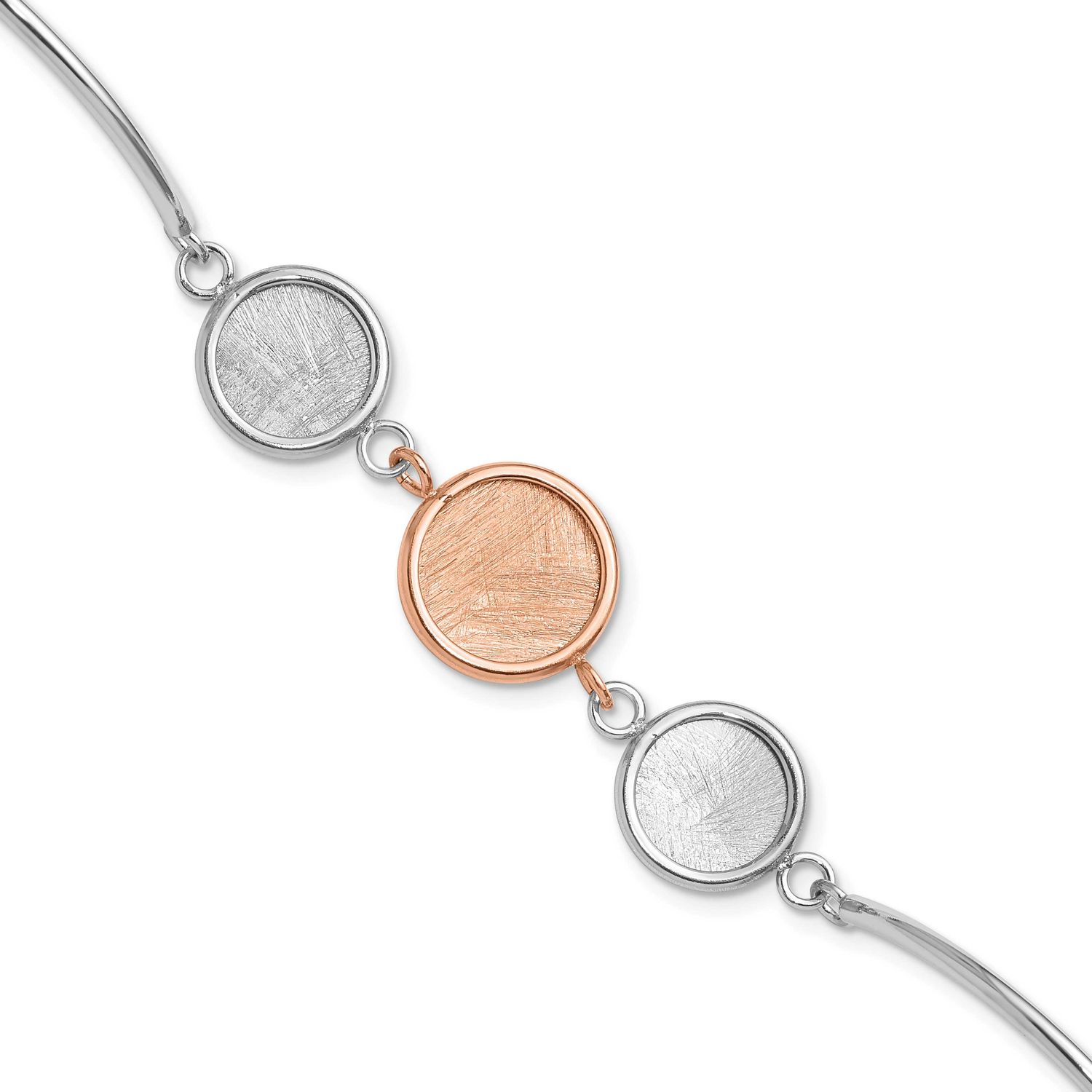 Rose-Tone Radiant Essence Polished/Scratch Bracelet Sterling Silver Rhodium-plated QLF1410-6 196904…