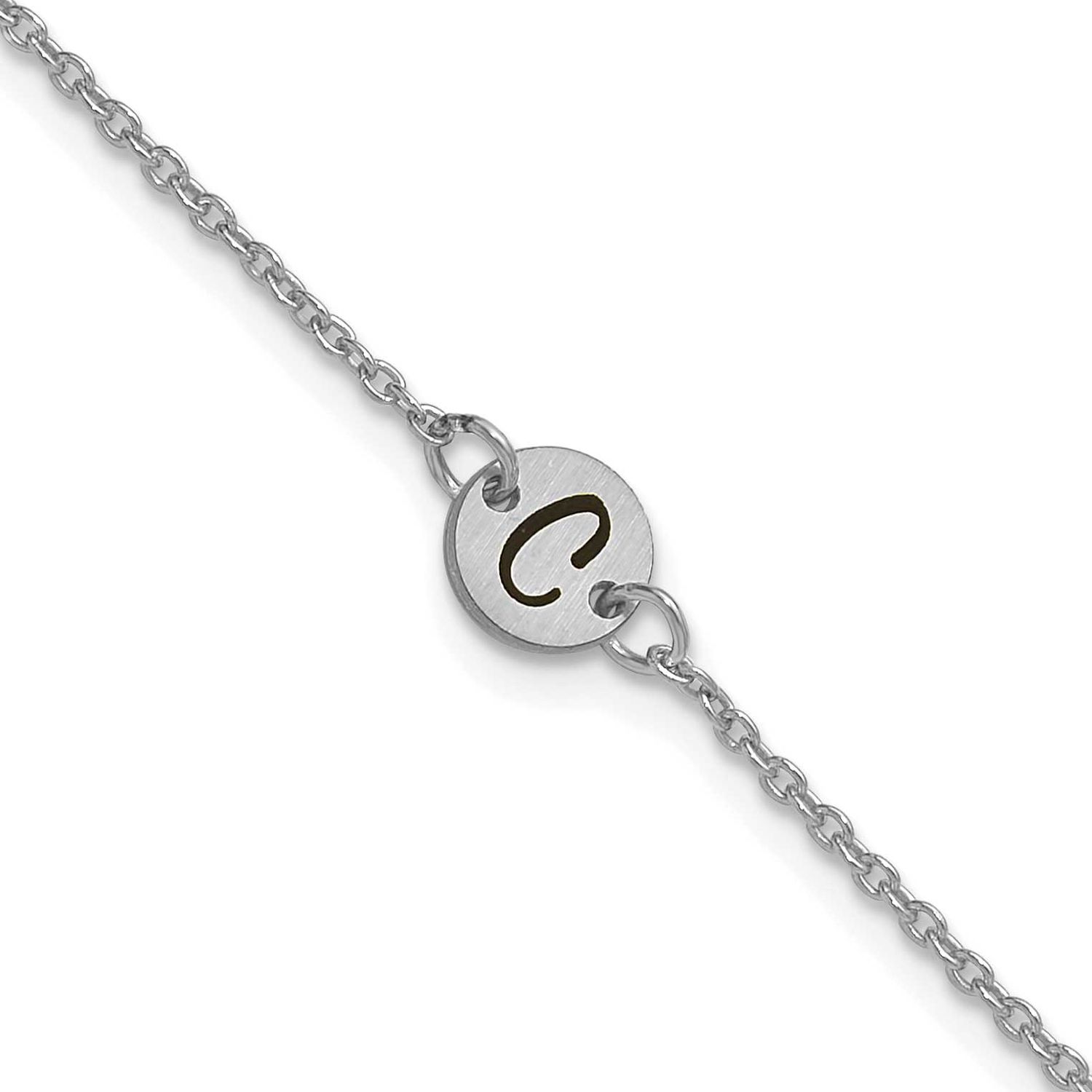 Brushed 1 Station Disc with Epoxy Initial Bracelet 14k White Gold XNA1522/1W