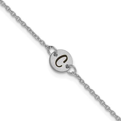 Brushed 1 Station Disc with Epoxy Initial Bracelet 14k White Gold XNA1522/1W
