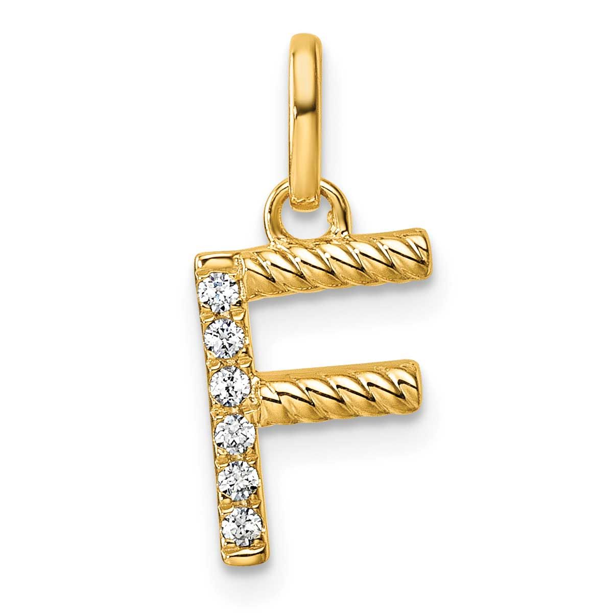 Twisted .05 Ct. Diamond Initial F Charm 14k Gold PM10732F-YA