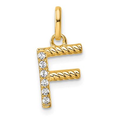 Twisted .05 Ct. Diamond Initial F Charm 14k Gold PM10732F-YA